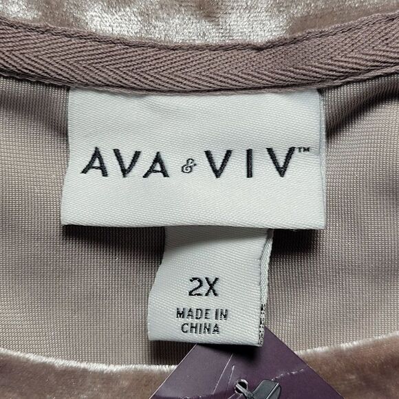 Ava & Viv Gray Velvet Cropped Top Sz 2X - Picture 4 of 7